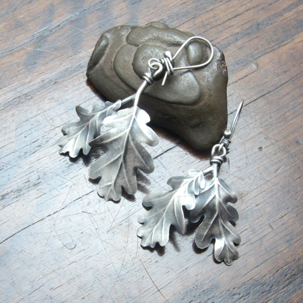 Silver Oak Leaf Earrings