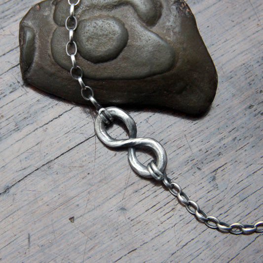 Small Forged Silver Infinity Necklace