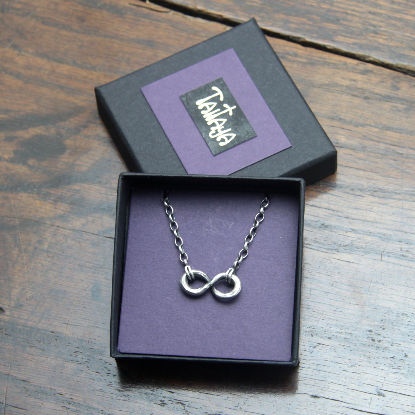 Small Forged Silver Infinity Necklace