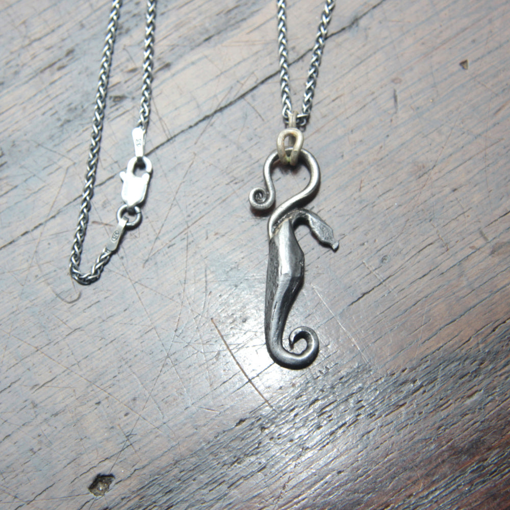 Custom Iron and Silver Seahorse Pendant