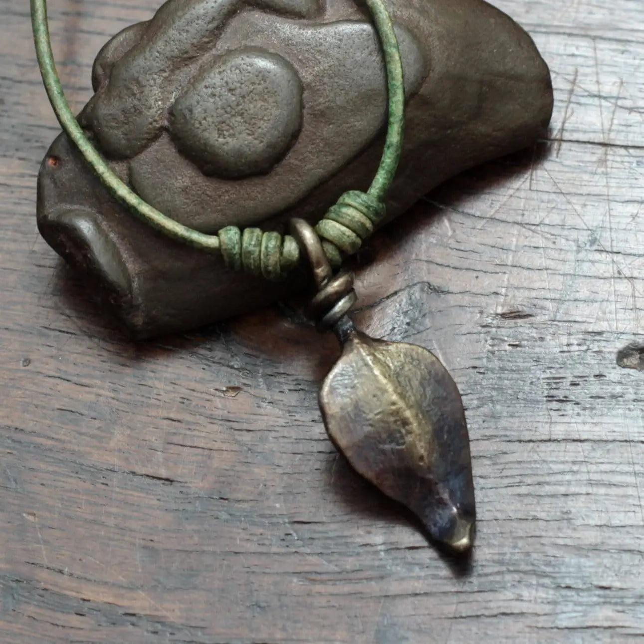 Small forged Iron Leaf Pendant