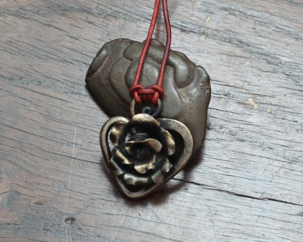 Iron Rose Heart Pendant